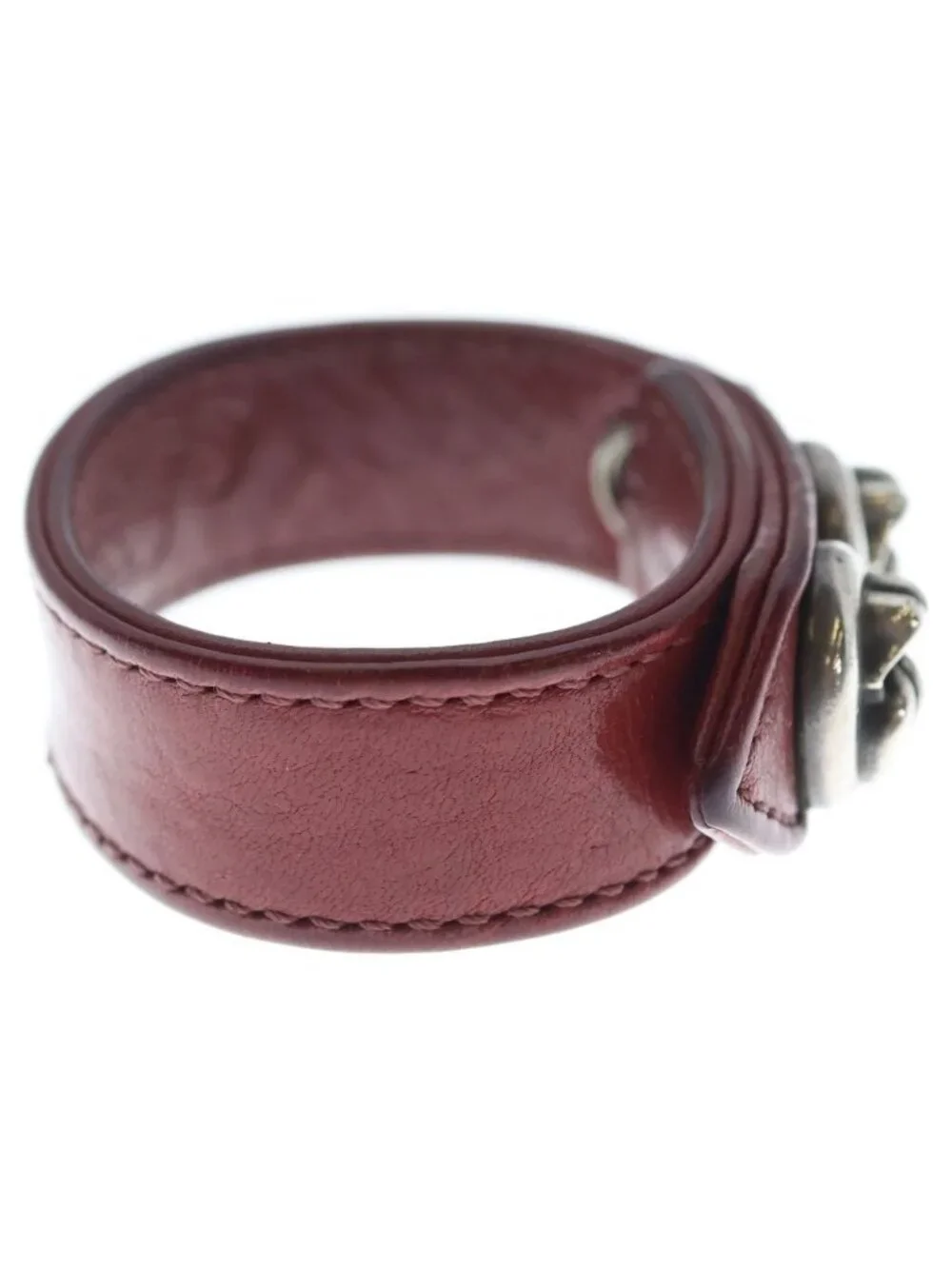 Chrome Hearts L&t Lip and Tan 3 Buttons 2 Snaps Leather Bracelet